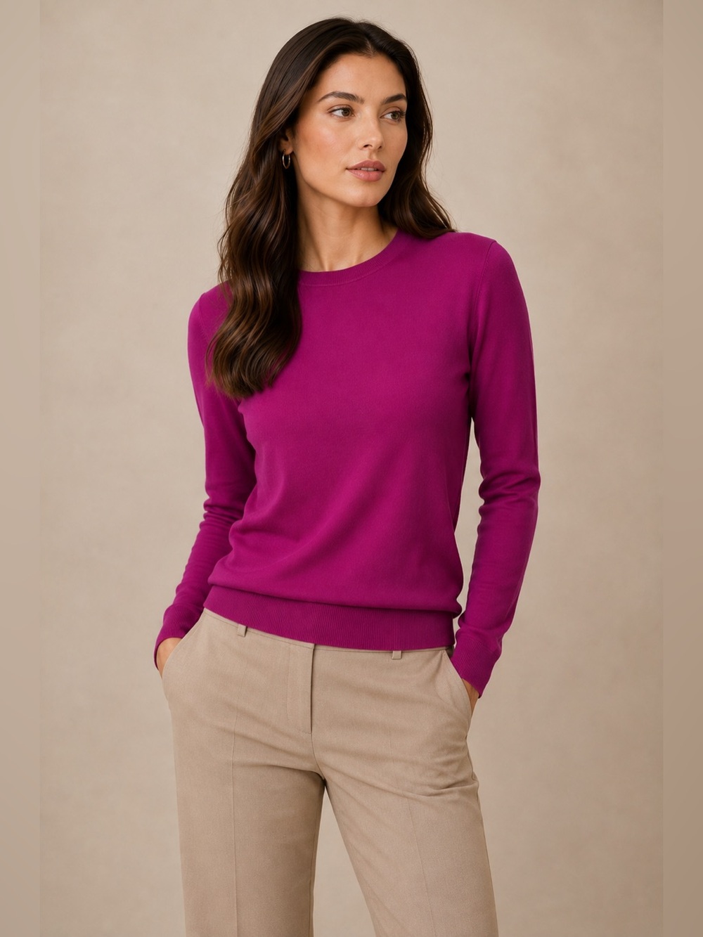 Banana Republic 100% Merino Wool Crewneck Sweater M Berry Pink